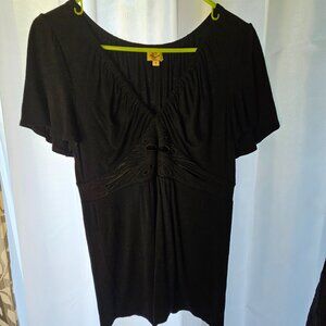 ELLA MOSS Women's Top Black with Ruching and Cutout Designs - Size Large